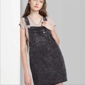 Wild Fable Faded Black Distressed Denim Overall Mini Overall Skirt Size S